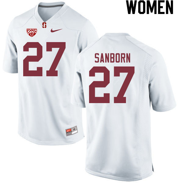 Women #27 Ryan Sanborn Stanford Cardinal College Football Jerseys Sale-White - Click Image to Close